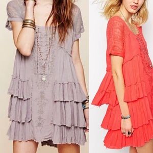 Free People Sunbeam Gauze Dress Gray MEDIUM